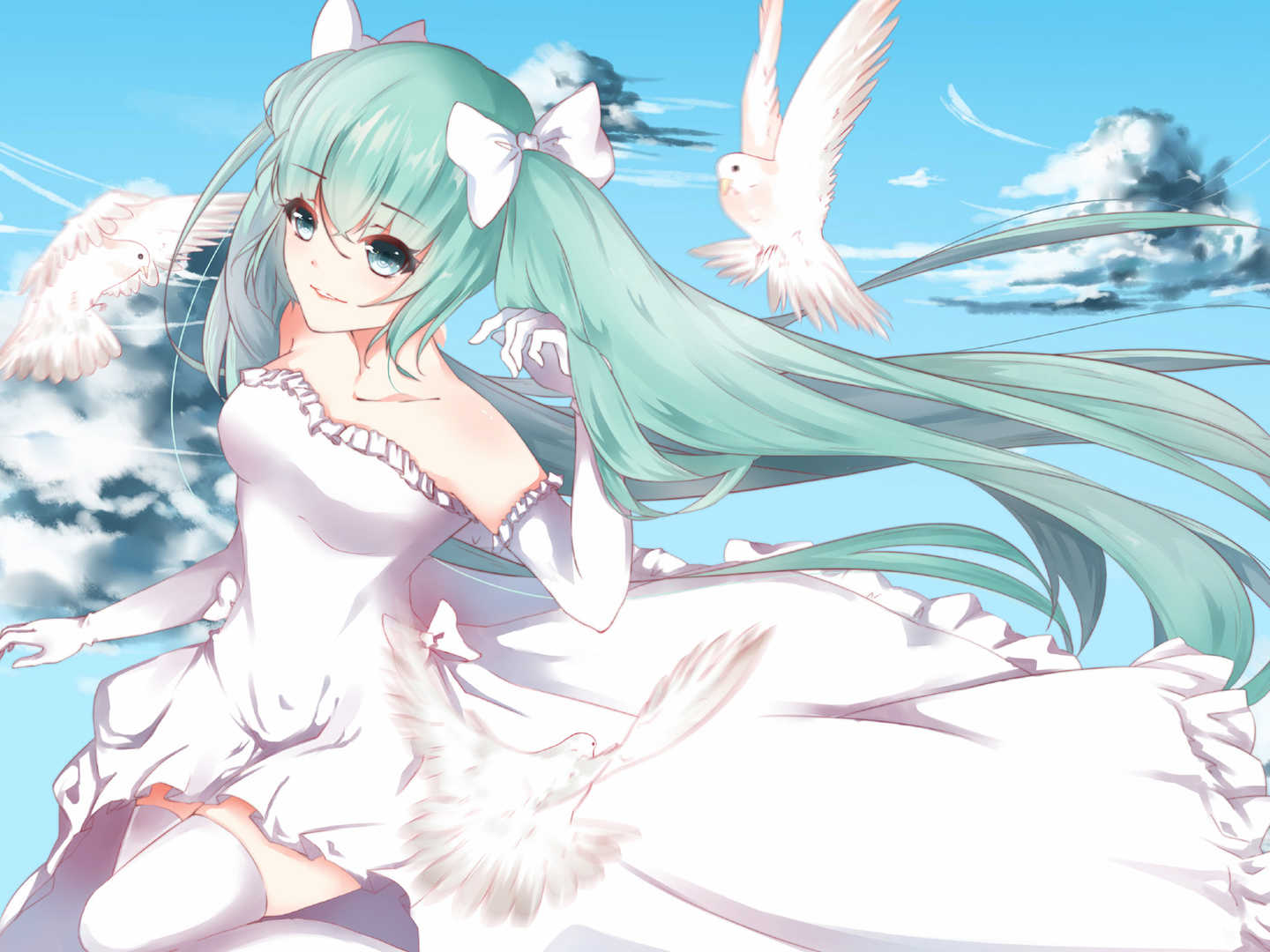 初音未来二次元动漫美女性感唯美插画平板壁纸