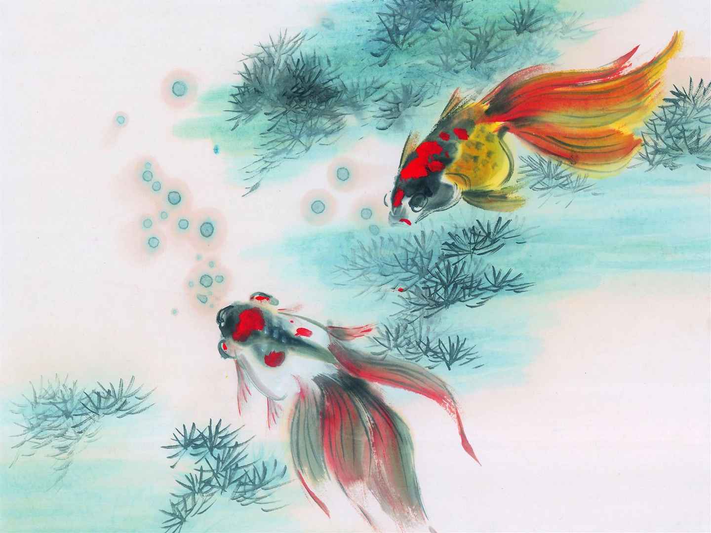 中国水墨画之年年有鱼