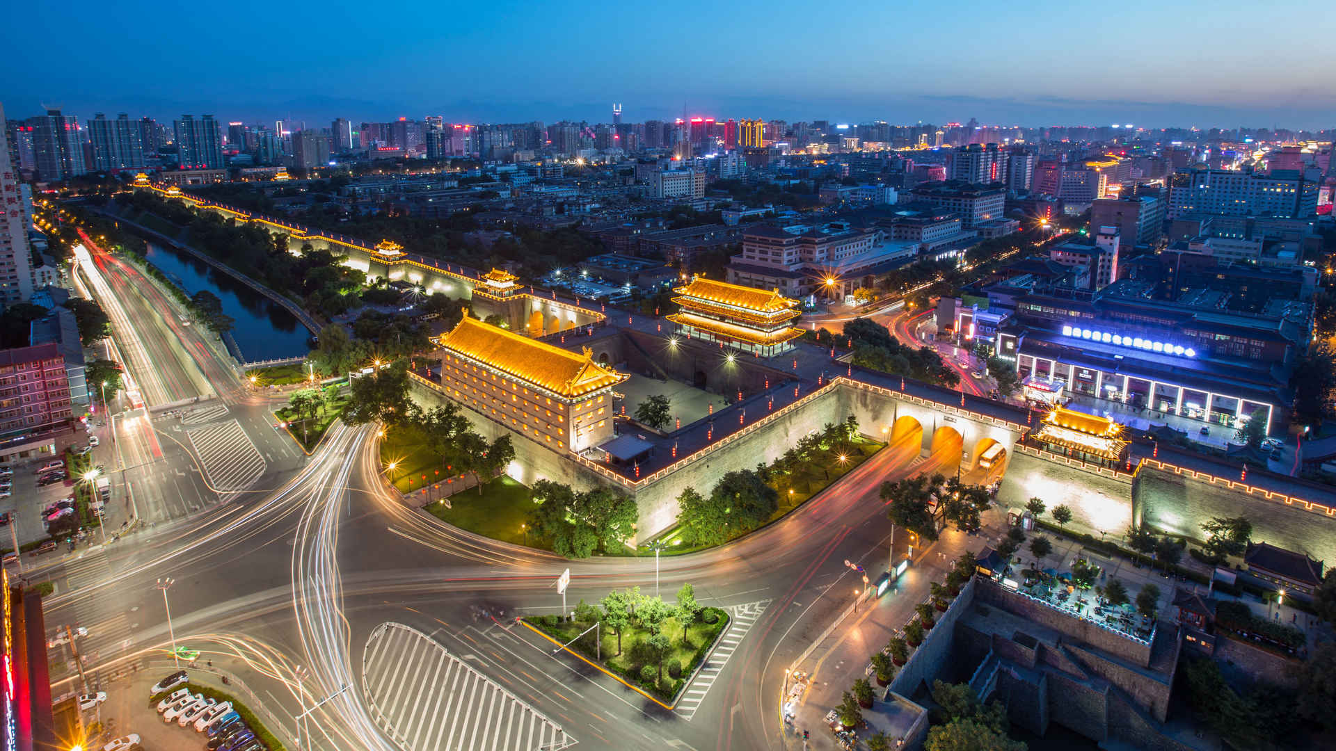 西安城市夜景图片