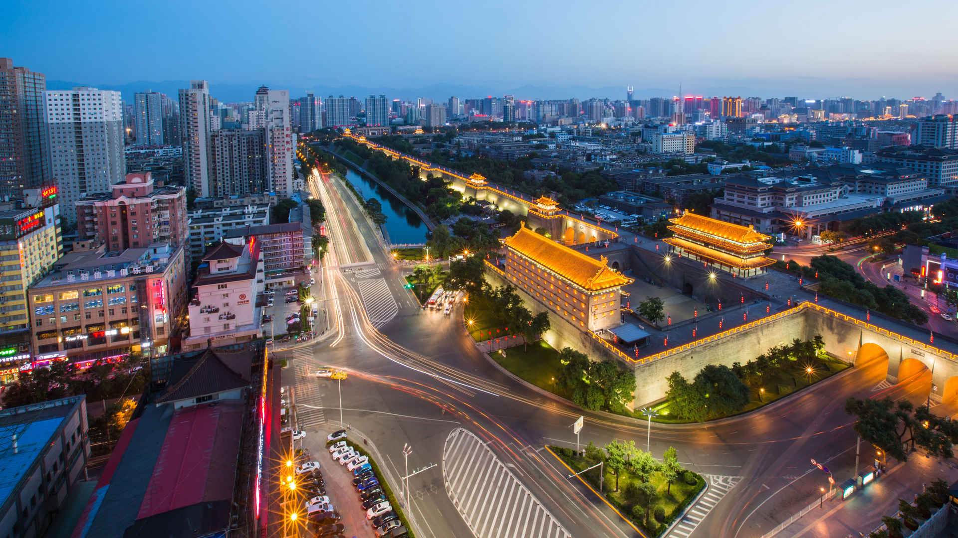 西安城市夜景图片