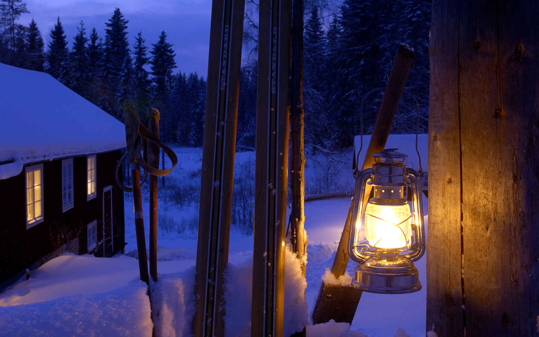 《雪夜》雪地夜景唯美壁纸