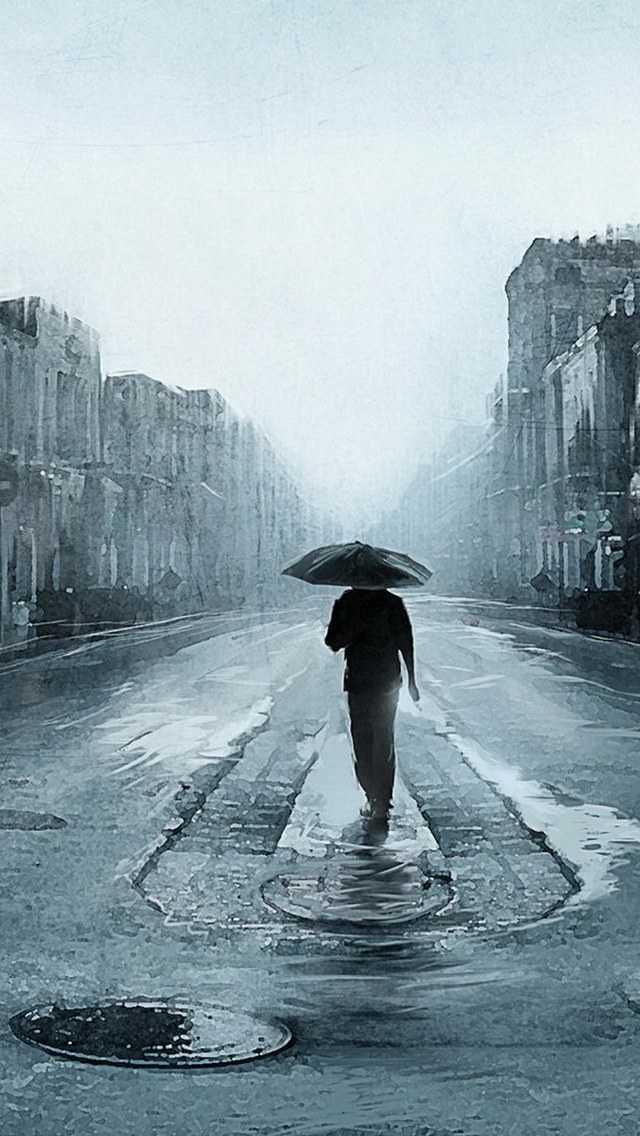 城市灰色雨季唯美景色iPhone 5手机壁纸