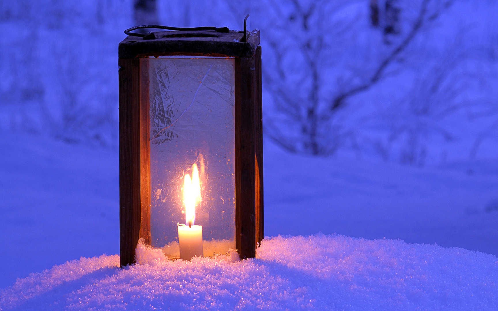 《雪夜》雪地夜景唯美壁纸