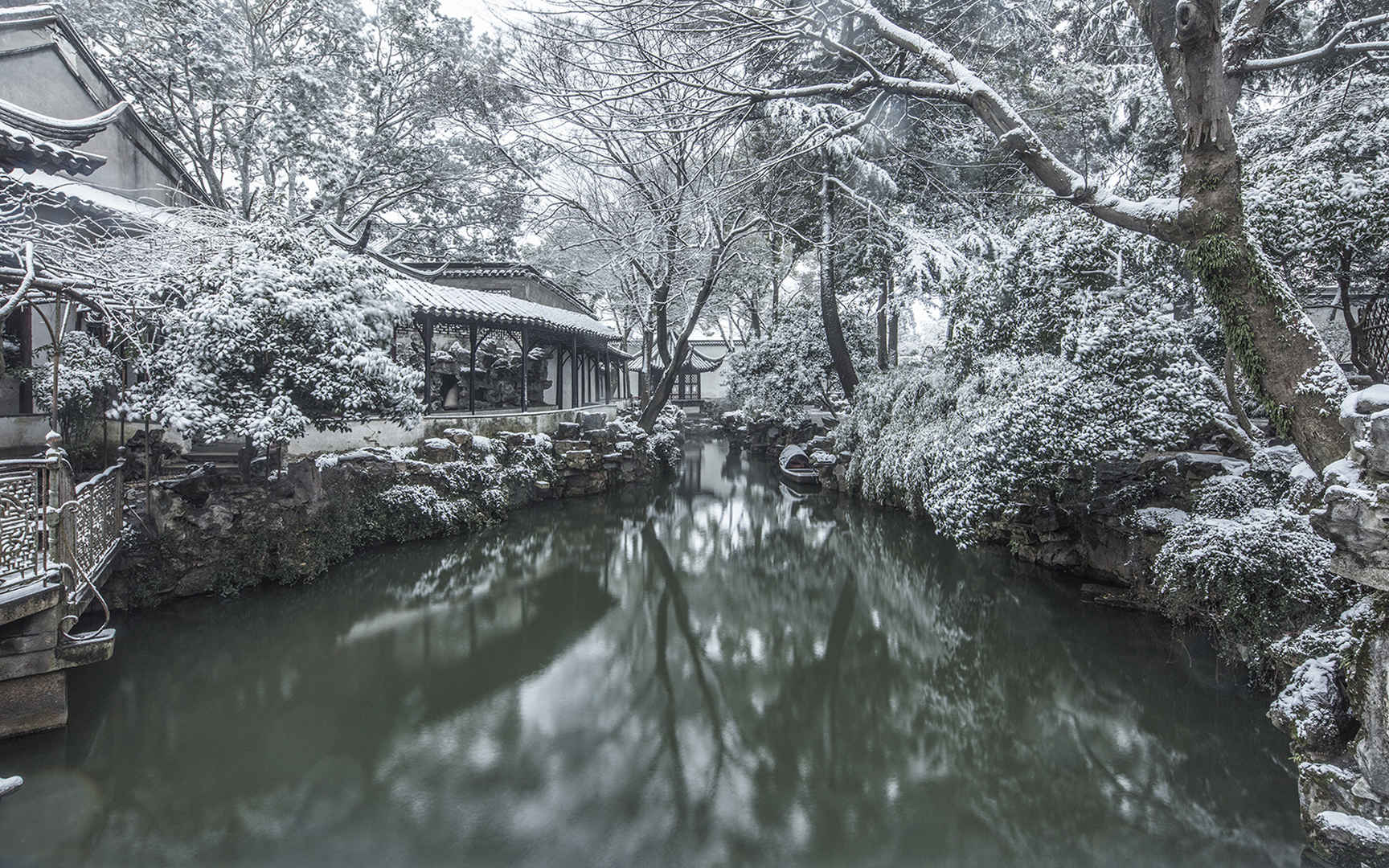 冬季苏州拙政园雪景图片壁纸