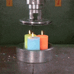 液压机vs蜡烛，像烟火一样~