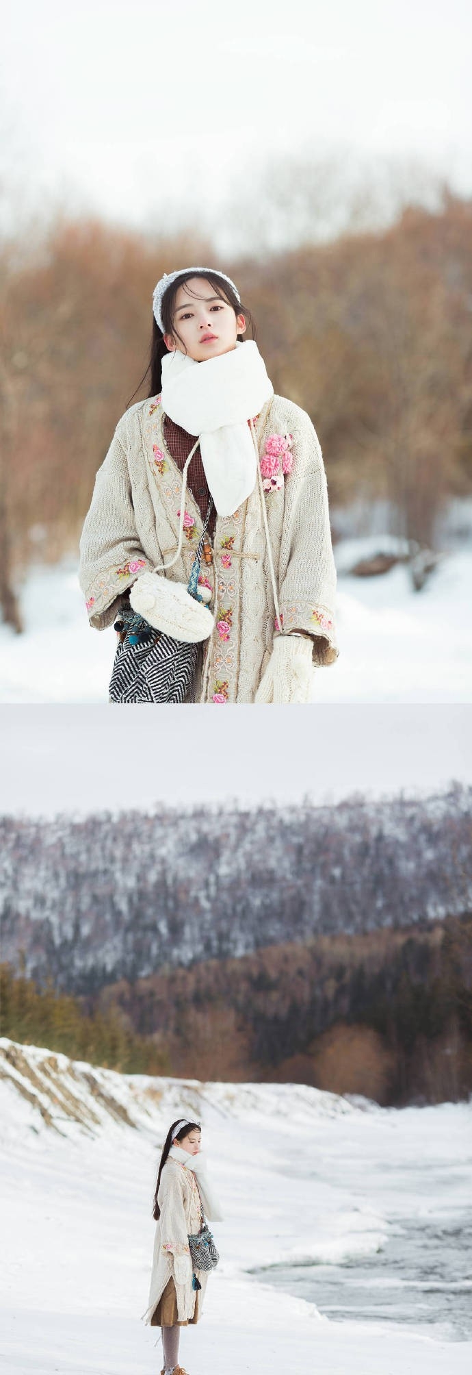 日系美女户外唯美雪地性感养眼空灵写真图片