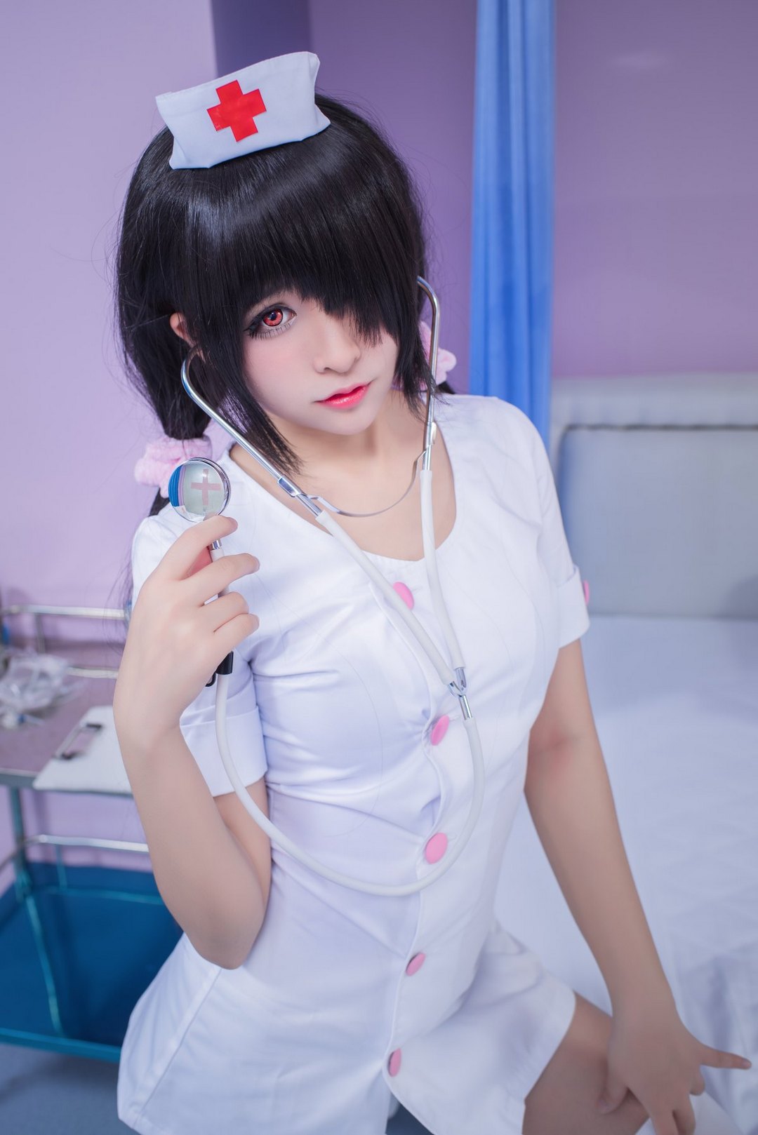 白丝护士制服美女cosplay动漫美女时崎狂三