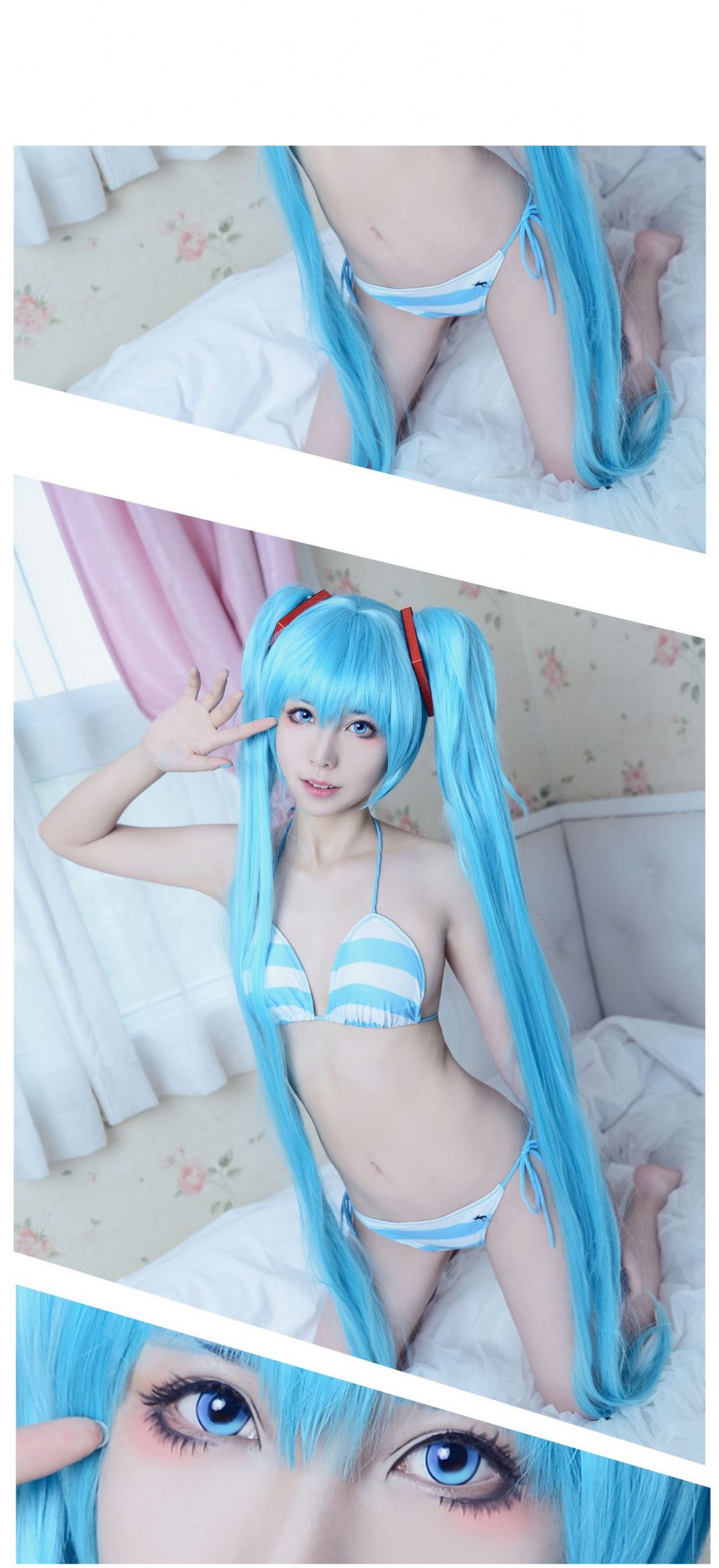 比基尼美女Cosplay虚拟偶像初音未来诱惑力十足