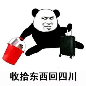 熊猫头提桶收拾东西放假回家表情包