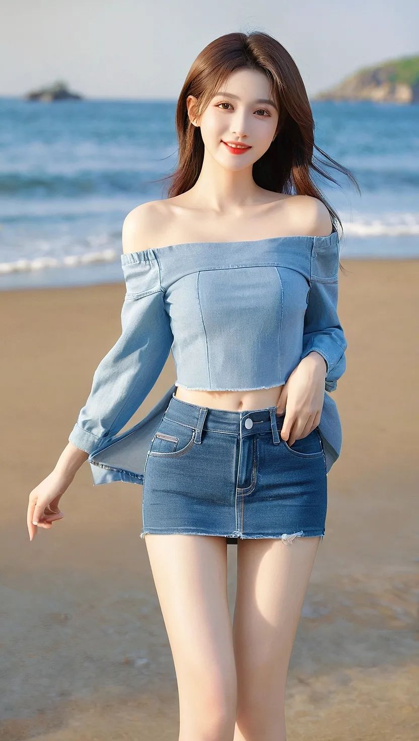 AI绘画的夏日海边性感美女写真